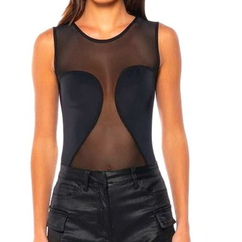 Xena See Me: Mesh Panel Cut Out Plus Size Bodysuit 1X - Picture 2 of 7